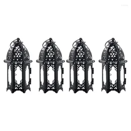 Candele 4pcs Metal Tealight Holder Centrotavola da matrimonio Lanterne appese in vetro trasparente Decorazione da tavolo creativo Birdcage