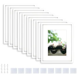 Frame Picture Frame Set of 9, Display Pictures, 5x7 "with Mat or 8x10" without Mat, Photo Tiles, Wall Gallery with Restickable Tape