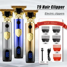 Hair Trimmer Electric Barber T9 Upgraded Lcd Rechargeable Retro Oil Head Carving Push Shear Pubic Clipper Hine For Women Drop Delivery Ot6Eo
