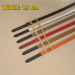 Designer Narrow Belts Genuine Leather for Women Men Casual Belt Width 1.3 CM Daily Accessories 6 Colors