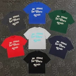 Camisetas masculinas sapo drift ye deve nascer de novo streetwear espumando impressão 100%algodão roupas de tamanho grande de grandes dimensões camisetas camisetas para menq240425