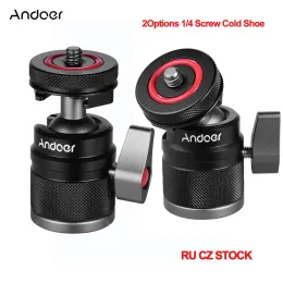 الملحقات Andoer 2in1 Mini Cold Shoe Ball Head Dual Use 1/4 Screw Cold Shoe Aluminy Aluminy Camera Speedlite Tripod Selfie Stick