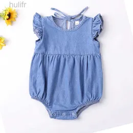 Rompers Baby Girls Rompers Toddler Cruffles Romper Cotton Cotton Fly Flyless Summer Supysuit Outfits Newborn Infant Suit D240425