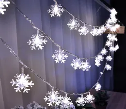 6M 40LED Snowflake String Lights Snow Fairy Garland Decoration For Christmas Tree Happy New Year Fairy Battery Powered Light3457621
