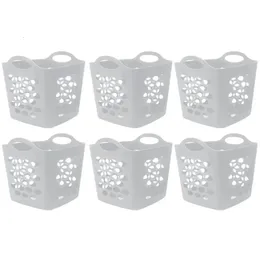 Mainstays Flexible Plastic Laundry Basket White 6 Pack 240424