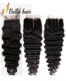 Bella Hair 8a 826in Brasilianische Haarsperrung Deep Wave Hd Preplucked Virgin Hair natürliche Farbwellenwellende Spitze Verschluss menschliches Haar P9962594