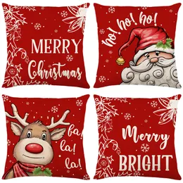 Christmas Pillow Covers 18x18 Set of 4 Christmas Decorations Winter Holiday Decor Throw Cushion Case for Home Couch