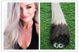 7A Micro Loop Brasilian Extensions Silver Grey Ombre Micro Ring Hair Extensions 100s Micro Loop Human Hair Extensions1789633