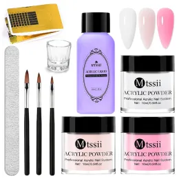 Flüssigkeitsnagelkristallpulver Kit Acrylflüssigkeit Set mit Nagelbürste rosa weiße Nägel Pulver für Nägel Verlängerung Schnitzanfänger Set Set