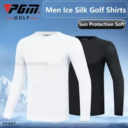 Футболки PGM Менс летнее рубашка под нижней рубашкой охлаждение шелковое шелк для гольф-рубашки солнцезащитный крем с длинным рукавом для мужчин антиув.