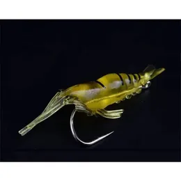 Luminous Shrimp Fake Baits Soft Simulation Prawn Lure Fishy Smell Artificial Trout Bait with Single Hook Sea Fishing Tool