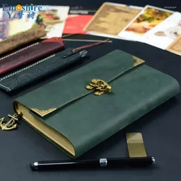 Skissbok Stationery Agenda Vintage Diary Notebook Writing Pockets Book Leather Cover Loose Blank Travel Journal Gift N104