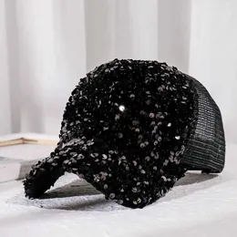 Ball Caps для взрослых бейсболка Sequined Baseball для женщин и мужчин Kpop Shiny Peaked Caps Летняя осенняя сетка Регулируемая на открытом воздухе Sunscreen Hat J240425