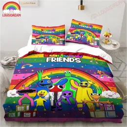 Defina o jogo Rainbow Friends Bedding Set Sheet Excavator Sheet King Twin Doul Doup Child Bedding Set Mircofiber ou Polyster Duvet Capa Conjunto