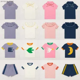 T-shirts 2024 MP Summer Sets For Girls T-shirt For Kids Shorts For Boys Bow short sleeve T-shirtL2404