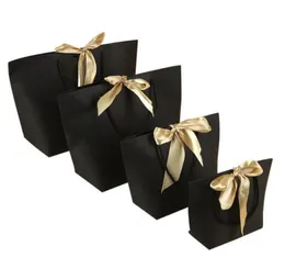 5 färger Pappers presentpåse Boutique Kläder Förpackningsväskor med Bow Ribbon Eleganta presentpaket Kopplingsväskor för firande Present7865688