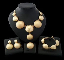 يوليلي المجوهرات الإفريقية مجموعات مستديرة شكل قلادة سوار مجوهرات ذهبية دبي مجموعة للنساء حفل الزفاف أقراط الزفاف خاتم JE8422008