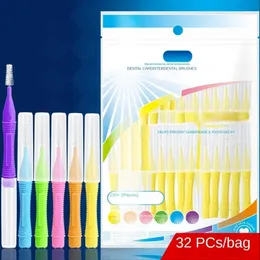 32 PCs/bolsa de dente de dente Cabeça de fio oral Higiene Oal FLOSSER Dentro de pincel interdental Picto de dente saudável para os dentes de dentes