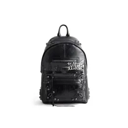 Школьная школьная сумка Le Cagole Мужской кожаный рюкзак с граффити -стилем модная сумка мужская туристическая сумка для бизнеса выход с маслом с огромной мощностью.