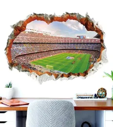 Broken Wall 3D Soccer Field wall stickers for kids baby rooms bedroom home decoration mural poster football sticker art decals Y088669611