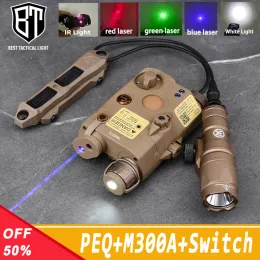 ライトWadsn Tactical Peq15 Red Green Blue Laser Ir Sight Surefir M300A懐中電灯Airsoft Accessroy White Strobe Light Dual Switch