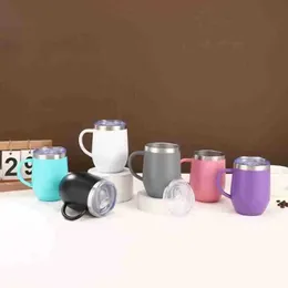 Tumblers كوب القهوة المعزول مع مقبض الفولاذ المقاوم للصدأ الفولاذ المزدوج فراغ سفر بيض قشرة البيض H240425