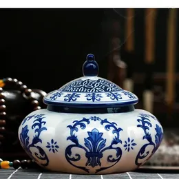 Speicherflaschen Keramik Vase Blume Textur Klassische bemalte Vasen Blau und weißes Porzellan Vintage Home Decor Tea Caddy Jar mit Abdeckung