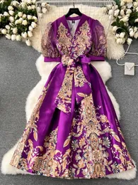 Abiti da festa harajpee francese in stile retrò abito leggero di nicchia di lusso stampato un pezzo avvolgente intorno alle donne bellissime vestido