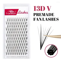 False Eyelashes Fadvan 13D V Shape Premade Fan Lashes Sharp Narrow Stem Spikes Eyelash Premium Soft Individual Russia Volume Extension