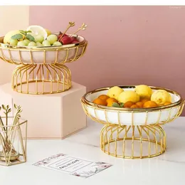 Teller leichte Luxuskeramik -Obst -Teller Wohnzimmer Couchtisch Nordic Home Moderne Süßigkeit Snack getrockneter Aufbewahrungsschale