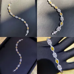 2024 Top Sell Choucong Wedding Bracelet Jewelry Real 100% Sterling Sier Yellow Marquise Cut Moissanite Diamond Gemsstones Party Women Bangle Gift Original Quality