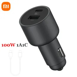 Controllo Xiaomi 100W Caricatore auto Dual USB Quick Charge MI Car Caricatore USBC USBC LED LED di uscita con cavo 5A