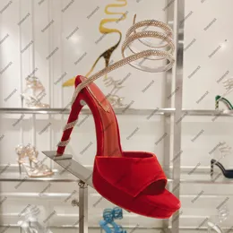Womens Open Toe Luxury Designers Snake Wrap Strap Heels Dress Shoes for Women Designer Paris Rhinestone Heeled Dressy Shoe Womens Crystal Heel Pumps High 12cm