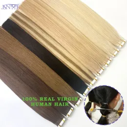 Weft Virgin Tape in Hair Extension Invisible 100% prawdziwe ludzkie włosy proste taśma Ins czarna brązowa blondynka 2,5 g/szt. 1622 cali
