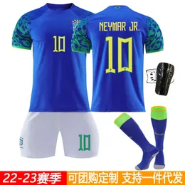 축구 세트 Tracksuits Mens Tracksuits 2223 Brazil Away Jersey No.10 Neymar Childrens 성인 축구 저지 팀 키트 훈련 키트 세트