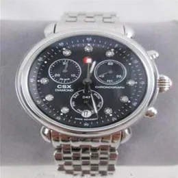 Verkaufen Sie Fabriklieferant Neue Deco Quarz Chronographs Silber CSX 36 Diamond Dial Black Watch Armband MW03M00A0928292T269N