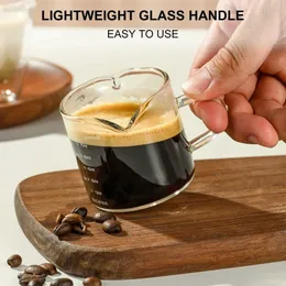 Tumblers Coffee Shop Barista Graduated Glass Household Double Mouth Cup With Handle milk frother Accessories H240425