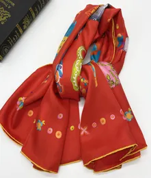 Luxurynew Design Women039S Square Square 100 Twill Silk Material Quality Red Color Print Print Flowers Size 130C8057318