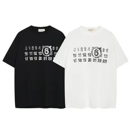 24SSパリ番号ヴィンテージプリント特大ティーデザイナーTシャツ春夏カジュアルファッションスケートボード男性女性Tシャツ0425