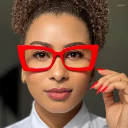 Occhiali da sole design del marchio di moda retrò grande telaio femminile rosso quadrato quadrato Pochromico Anti Blue Light Computer Women Reading Glasses Degrees 0- 6