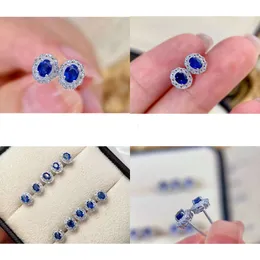 22090406 DiamondBox DIMAOND SAPFHIRE Brincos de jóias de orelhas Oval 0,45ct azul royal 0.5ct AU750 Gold branco diariamente deve ter uma ideia de presente elegante de qualidade original