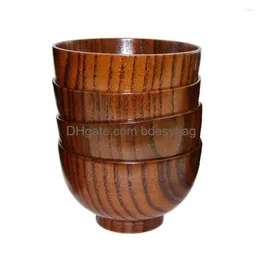 Style Bowls Bowl japanische hölzerne originale Suppe Salat Reis Holz Geschirr essen Hauscontainer Nudeln Küche D1O8 Drop Lieferung Ga DH9bs