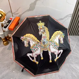 2024 Summer Fully Automatic Folding Umbrella Orange sunshade clear umbrella sun parasol fully sturdy and windproof three fold umbrellas CSD2404096