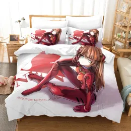 Uppsättningar 3d Japan Cartoon Asuka Langley Sohryu Bedding Set King Size Anime Tecken Ayanami Rei Däcke Cover Bed Quilts Bedroom Decor