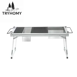Möbler Tryhomy Camping IGT Free Combination Table Outdoor Folding Table Portable Picnic Barbecue Table Multifunktionellt IGT -bord