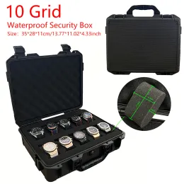 Fälle 10Grid wasserdichte Highend Watch Case Collection Antique Protection Safety Box Buntes Schwamm verdickter Feuchtigkeitssicherer Box