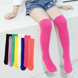 Leggings Children's High Knee Socks Barn Baby Cotton Candy Color Stockings Long Leg Warmers Söta strumpor för flicka 312 Y barnkläder