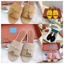 Новый роскошный дизайнер LP Shoes Lora Pianas Slippers Женщины мужские тапочки каша -сандалия