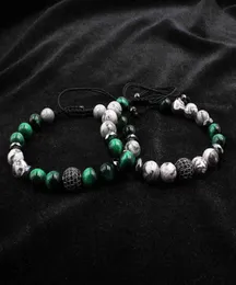 Naturliga grå Map Stone Strands Pave Charms Armband för män smycken Green Tiger Eye Buddha Gift Valentine039S Day Holiday3381221