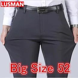 Мужские деловые брюки Большой размер 52 Эластичные талию Прямые брюки Формальные работы длинные брюки Большой размер свободные брюки 240419
